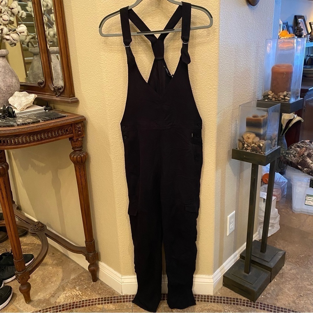 OBEY Women Black Jett Skinny Cargo Overall Size 27